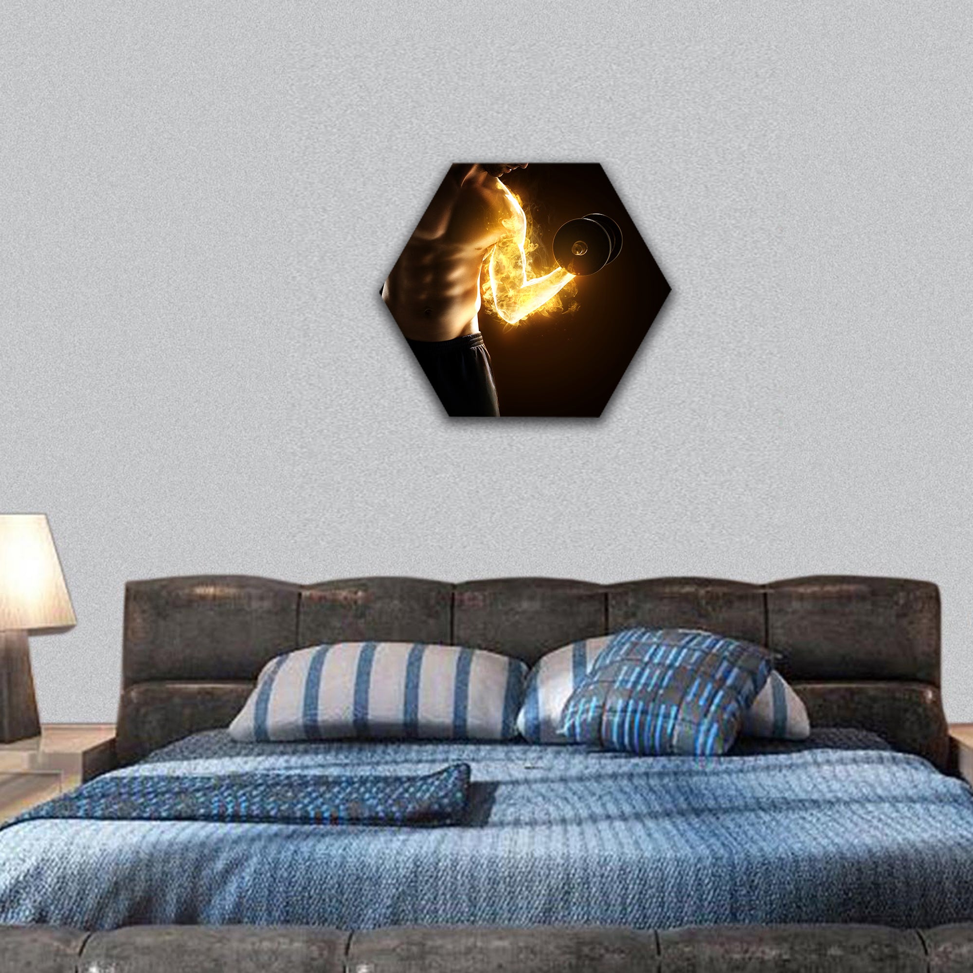 Burning Muscles hexagonal canvas wall art