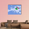 3D map of Europe with flag of Poland multi panel canvas wall art