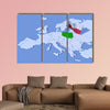 3D map of Europe with flag of Poland multi panel canvas wall art