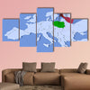 3D map of Europe with flag of Poland multi panel canvas wall art