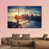 New York City, Manhattan after sunset, beautiful cityscape multi panel canvas wall art