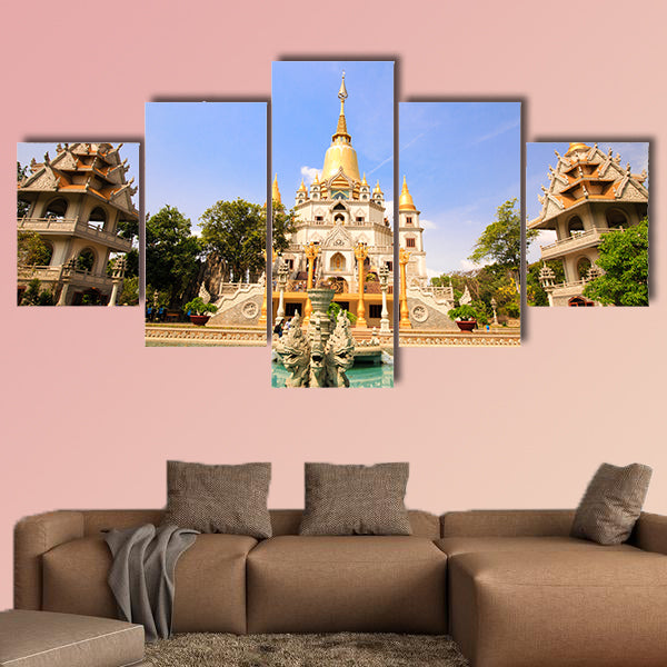Buu Long pagoda at Ho Chi Minh City, Vietnam multi panel canvas wall art
