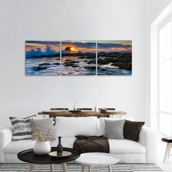 Waves and rocks at sunset, Corona Beach, del Mar, California panoramic canvas wall art