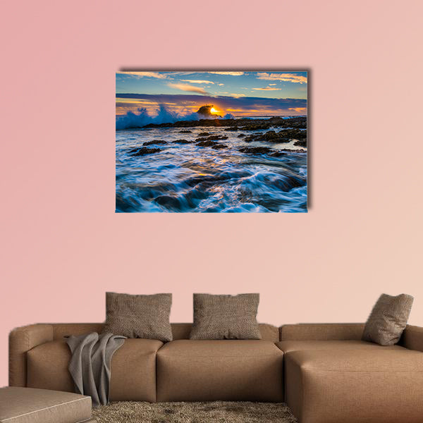 Waves and rocks at sunset, at Little Corona Beach, in Corona wall art