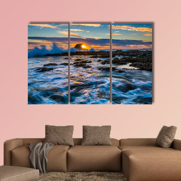 Waves and rocks at sunset, at Little Corona Beach, in Corona wall art