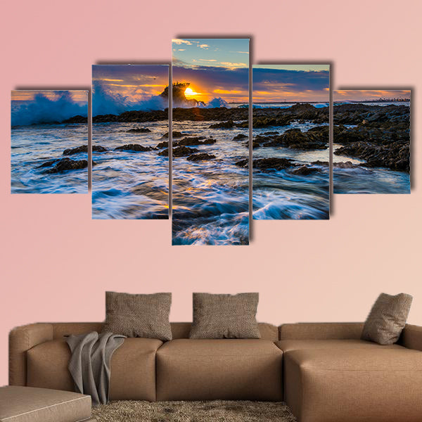 Waves and rocks at sunset, at Little Corona Beach, in Corona wall art
