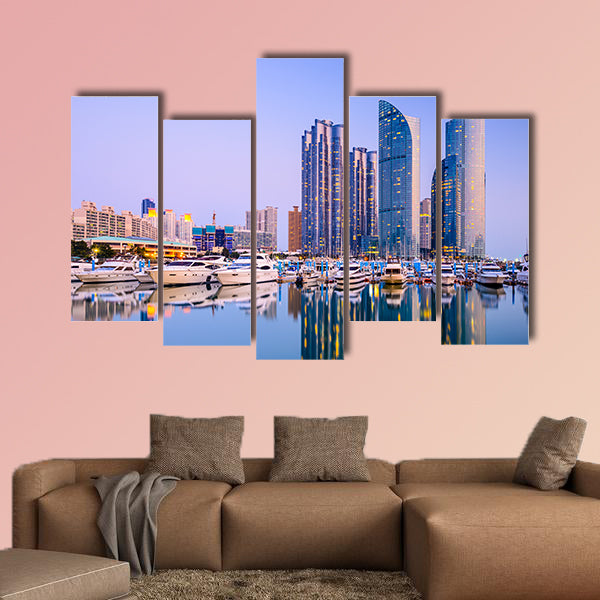 Cityscape at Haeundae in Busan, South Korea multi panel canvas wall art
