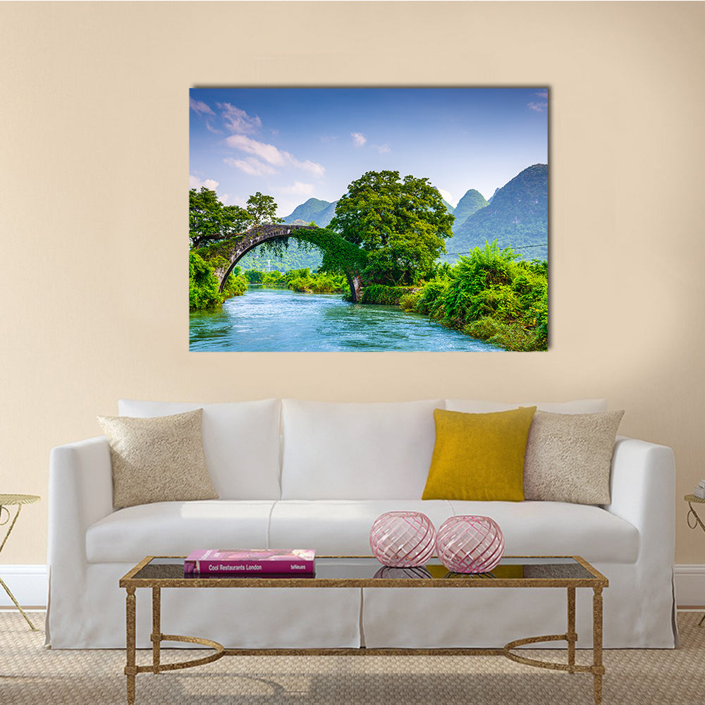 The Dragon Bridge spanning the Li River in Yangzhou, China multi panel canvas wall art
