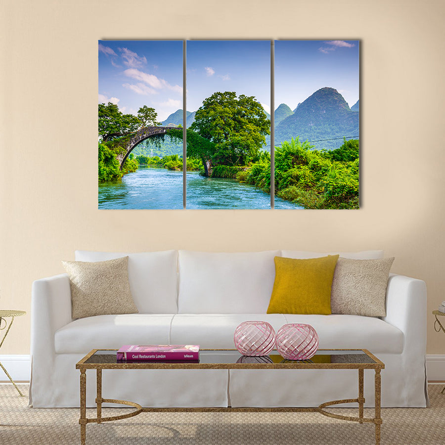 The Dragon Bridge spanning the Li River in Yangzhou, China multi panel canvas wall art