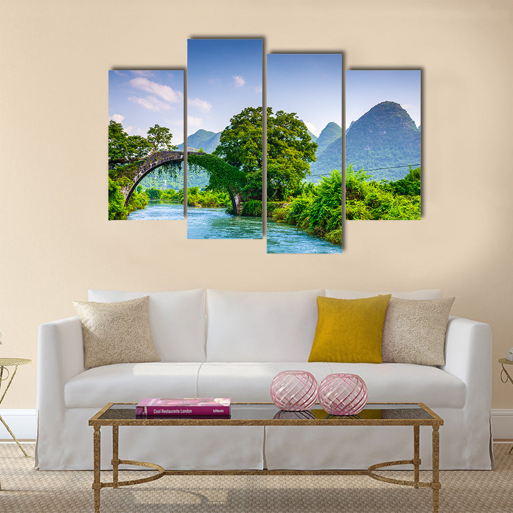 The Dragon Bridge spanning the Li River in Yangzhou, China multi panel canvas wall art