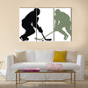 Abstract vector illustration of hockey player silhouette Multi panel canvas wall art