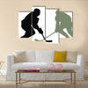 Abstract vector illustration of hockey player silhouette Multi panel canvas wall art