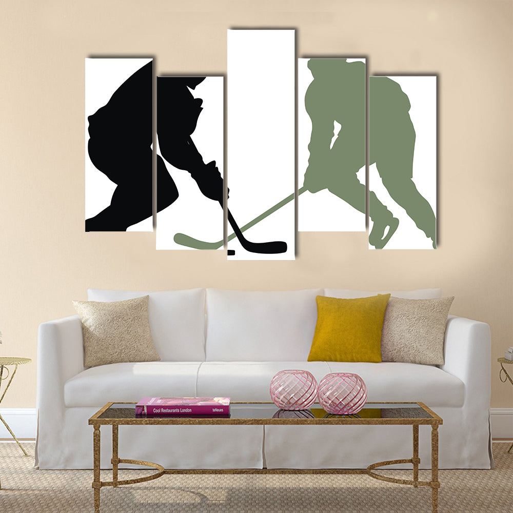 Abstract vector illustration of hockey player silhouette Multi panel canvas wall art