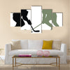 Abstract vector illustration of hockey player silhouette Multi panel canvas wall art