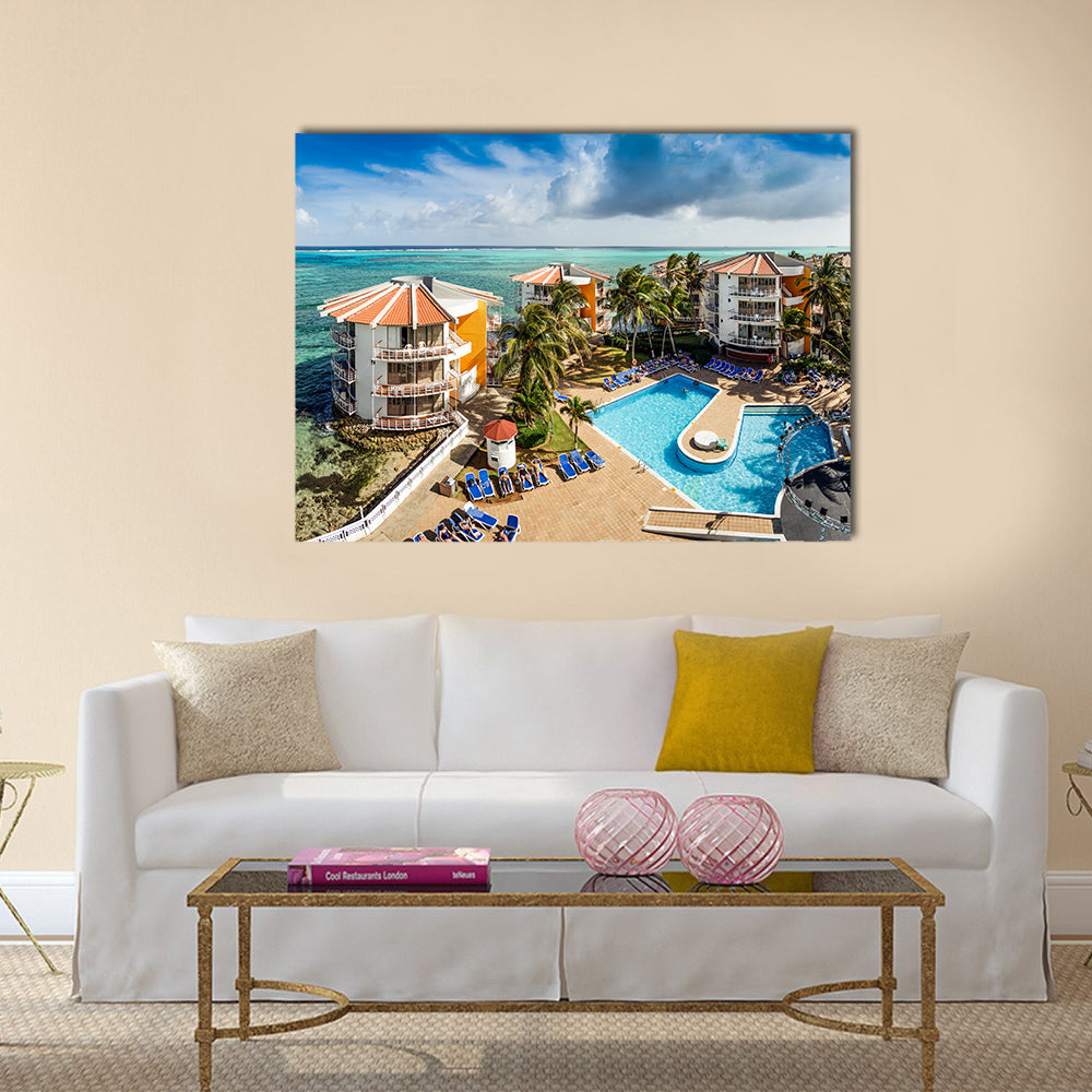 View Of A San Andes, A Coral Island In Columbia Multi Panel Canvas Wall Art
