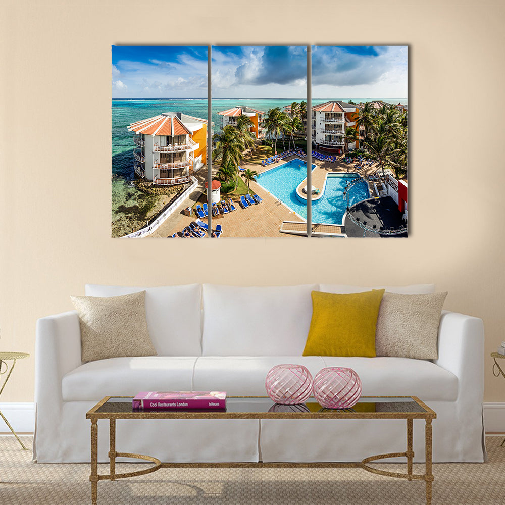 View Of A San Andes, A Coral Island In Columbia Multi Panel Canvas Wall Art
