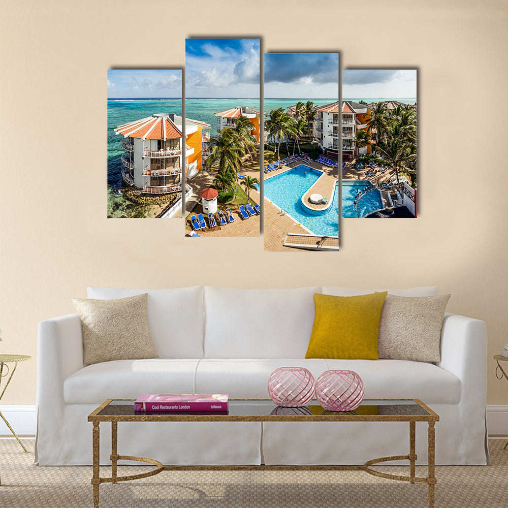 View Of A San Andes, A Coral Island In Columbia Multi Panel Canvas Wall Art