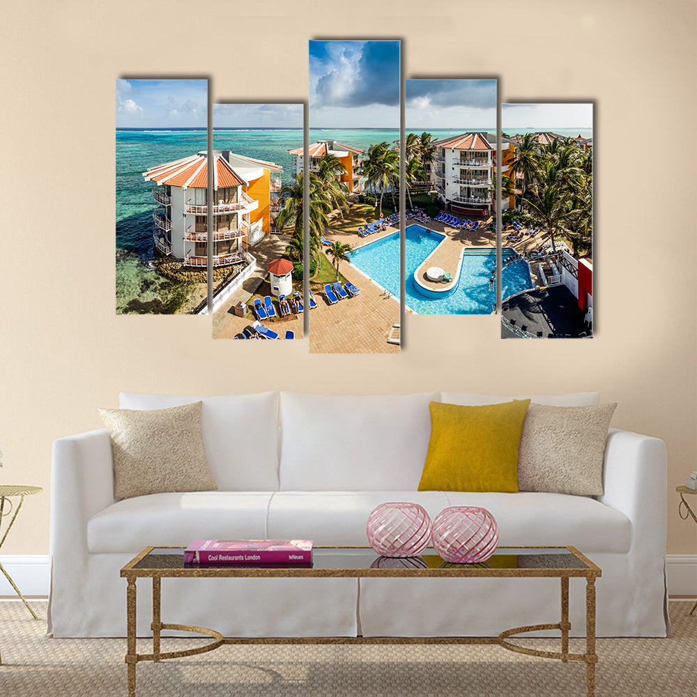 View Of A San Andes, A Coral Island In Columbia Multi Panel Canvas Wall Art