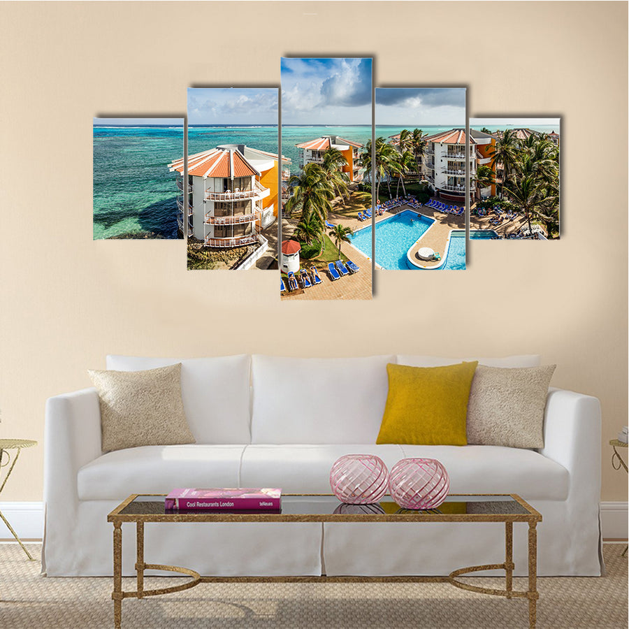 View Of A San Andes, A Coral Island In Columbia Multi Panel Canvas Wall Art