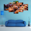 BBQ chicken wings with spices and dips Multi panel canvas wall art