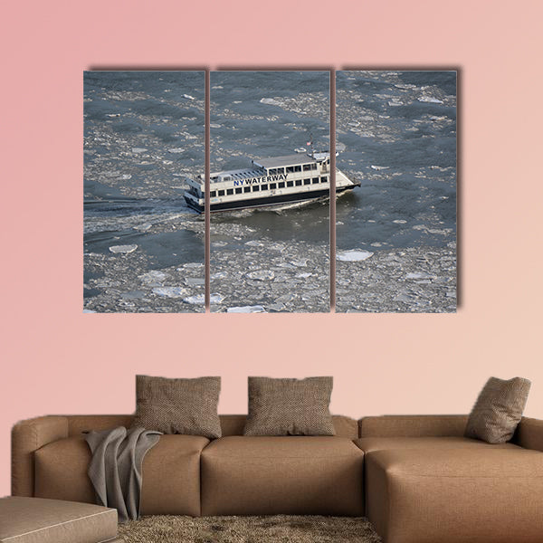 Commuter ferry on the East River as record low wall art