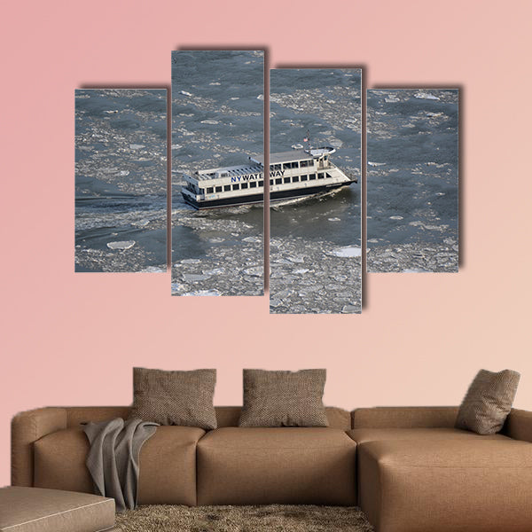 Commuter ferry on the East River as record low wall art