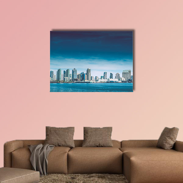 San Diego Bay, City of San Diego Summer Skyline Panorama, California, USA multi panel canvas wall art