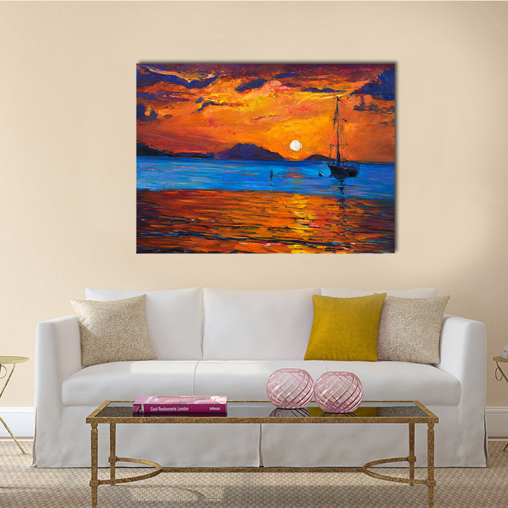 Beauty Of A Sailing Ship And Sea Multi Panel Canvas Wall Art