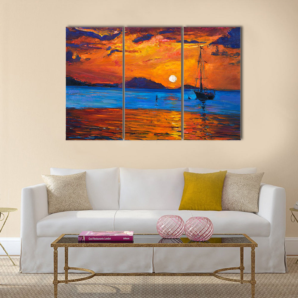 Beauty Of A Sailing Ship And Sea Multi Panel Canvas Wall Art