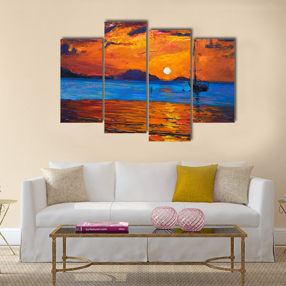 Beauty Of A Sailing Ship And Sea Multi Panel Canvas Wall Art