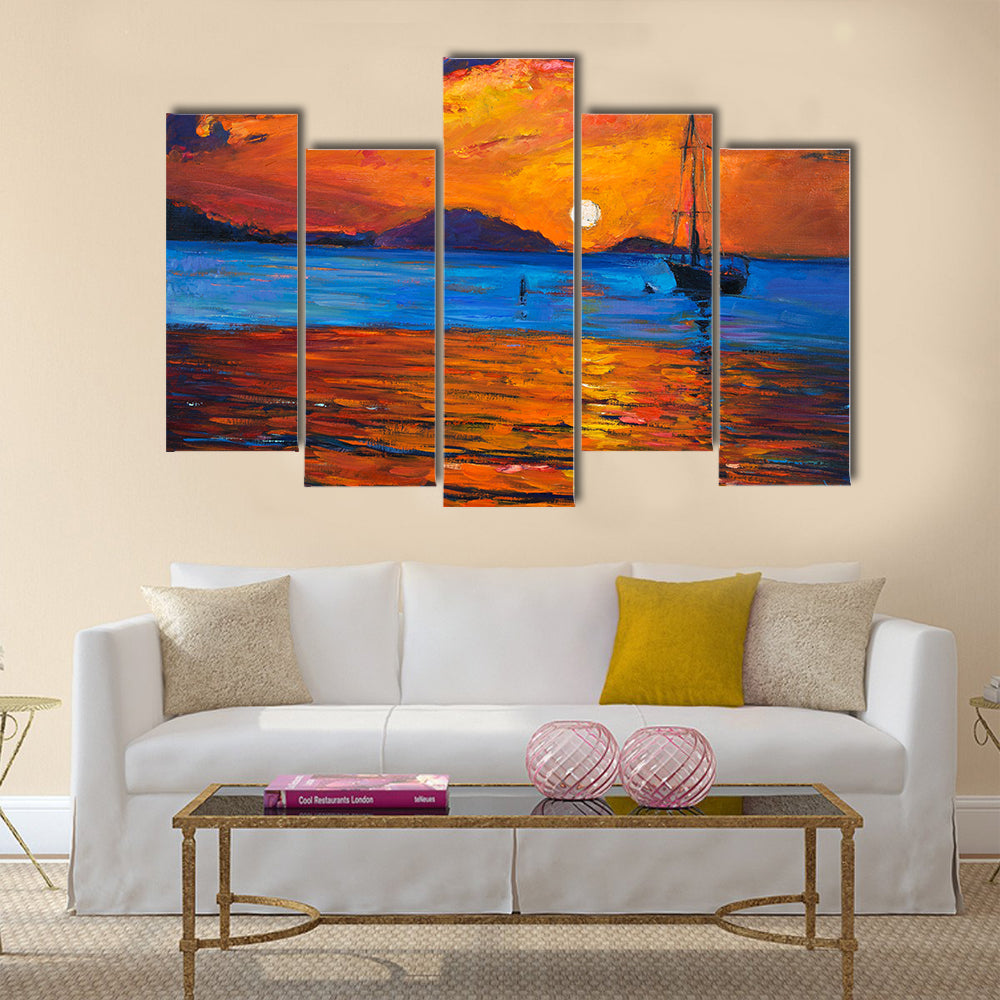 Beauty Of A Sailing Ship And Sea Multi Panel Canvas Wall Art