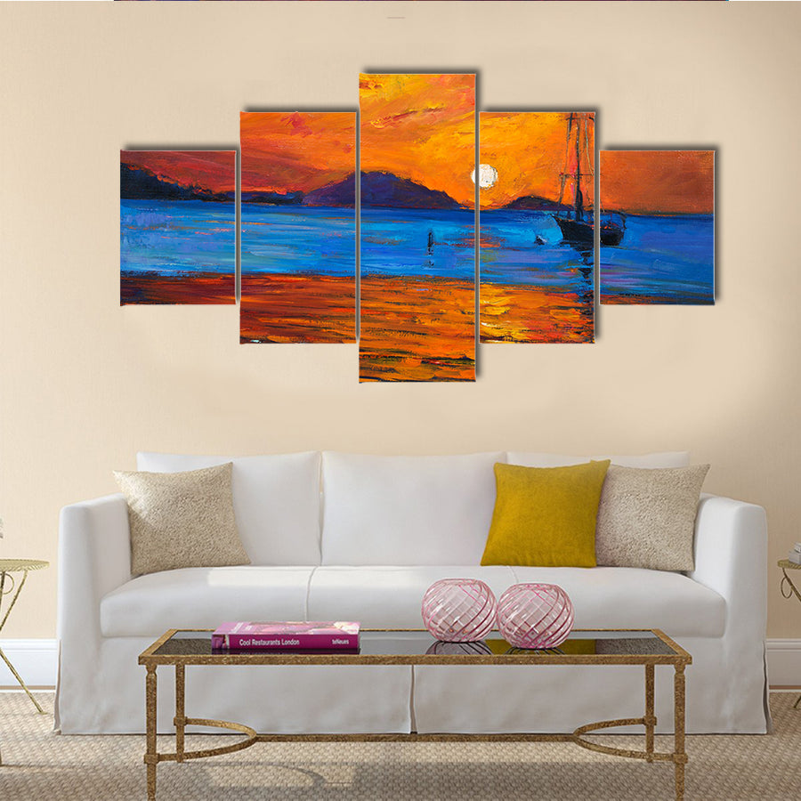 Beauty Of A Sailing Ship And Sea Multi Panel Canvas Wall Art