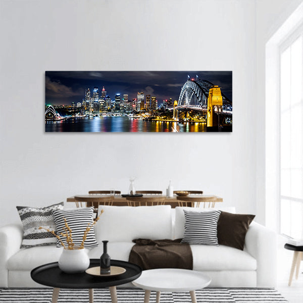 Sydney harbor and downtown buildings panoramic canvas wall art