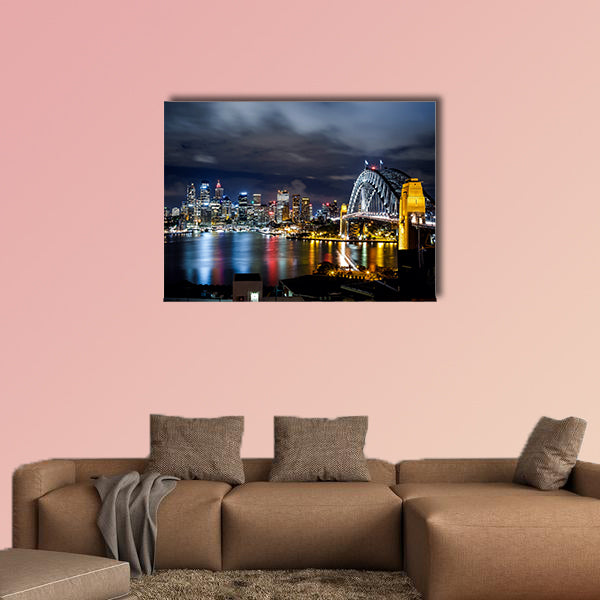 Sydney harbor and downtown buildings multi panel canvas wall art
