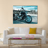 View of black powerful chopper in nature Multi panel canvas wall art