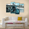 View of black powerful chopper in nature Multi panel canvas wall art