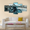 View of black powerful chopper in nature Multi panel canvas wall art