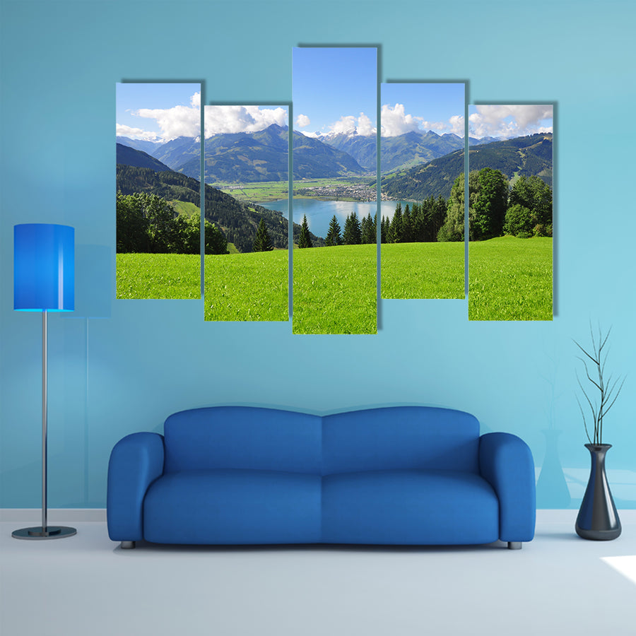Panorama of Zell am See, Salzburger Land, Salzburg, Austria multi panel canvas wall art