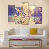 Beautiful nature scene with blooming tree and sun flare Multi panel canvas wall art