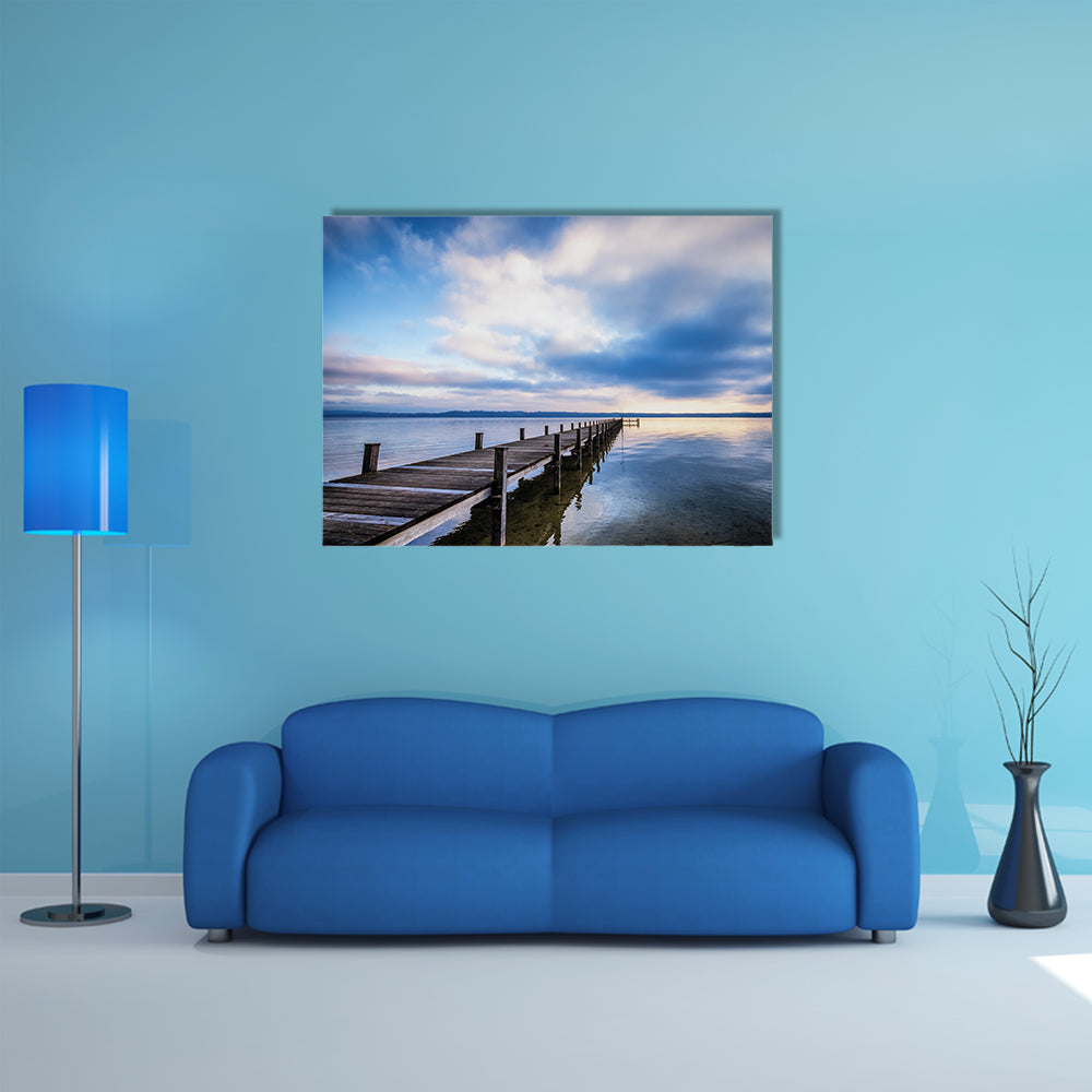 An Old Wooden Jetty At The Chiemsee Lake In Bavaria Multi Panel Canvas Wall Art