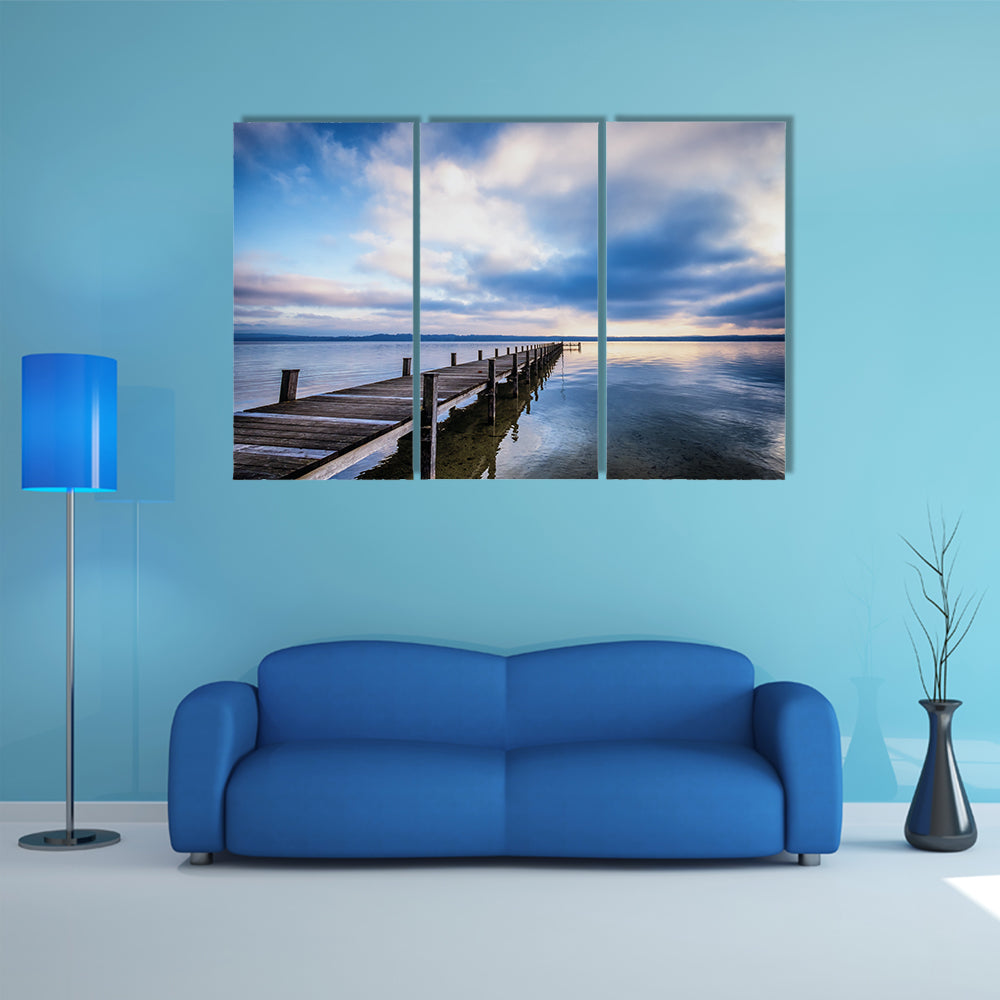 An Old Wooden Jetty At The Chiemsee Lake In Bavaria Multi Panel Canvas Wall Art