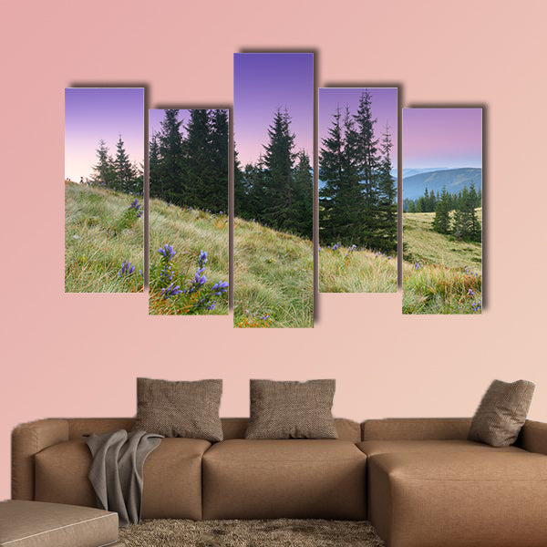 Beautiful morning in the mountains landscape multi panel canvas wall art