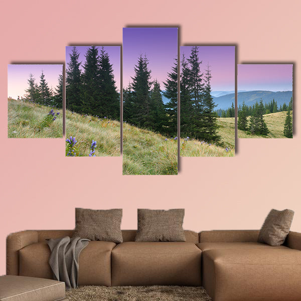  Beautiful morning in the mountains landscape multi panel canvas wall art