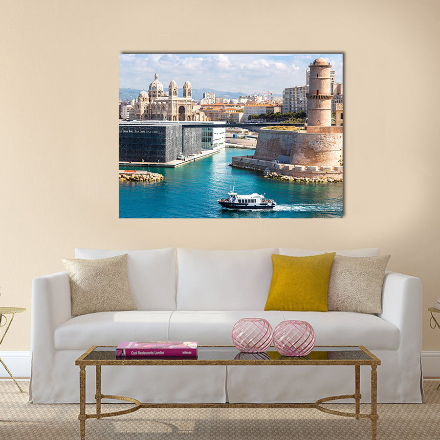 Scenery Of Saint Jean Castle, Cathedral De La Major And Vieux Port Multi Panel Canvas Wall Art