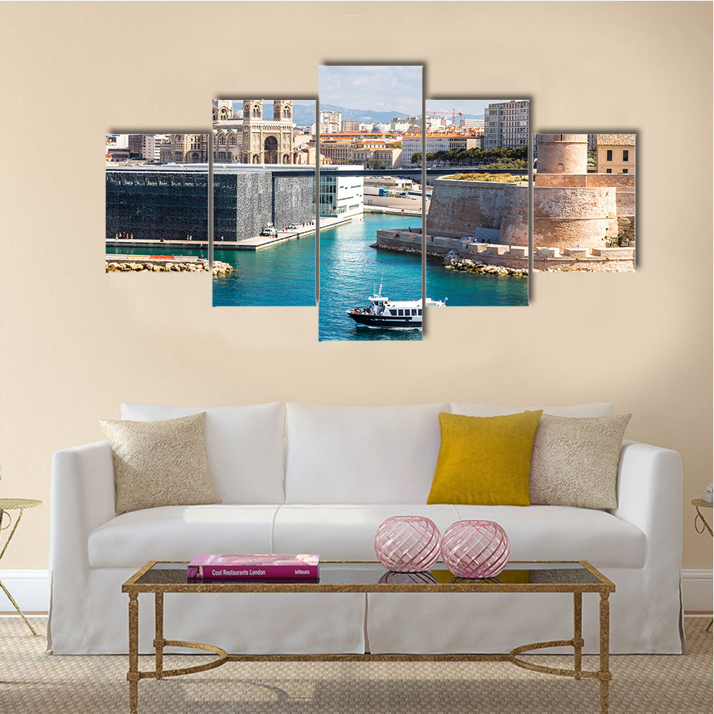 Scenery Of Saint Jean Castle, Cathedral De La Major And Vieux Port Multi Panel Canvas Wall Art