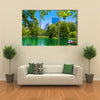 Boston Common lake and skyline in Massachusetts USA multi panel canvas wall art