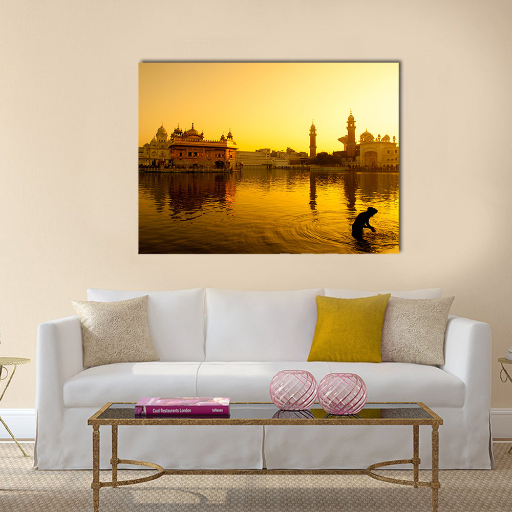Sunset At Golden Temple In Amritsar in India, Multi Panel Wall Art