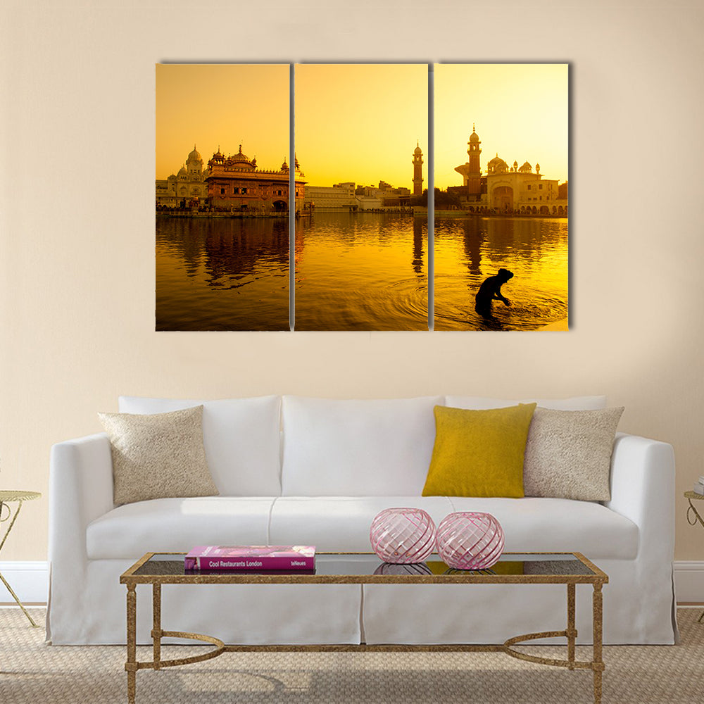 Sunset At Golden Temple In Amritsar in India, Multi Panel Wall Art
