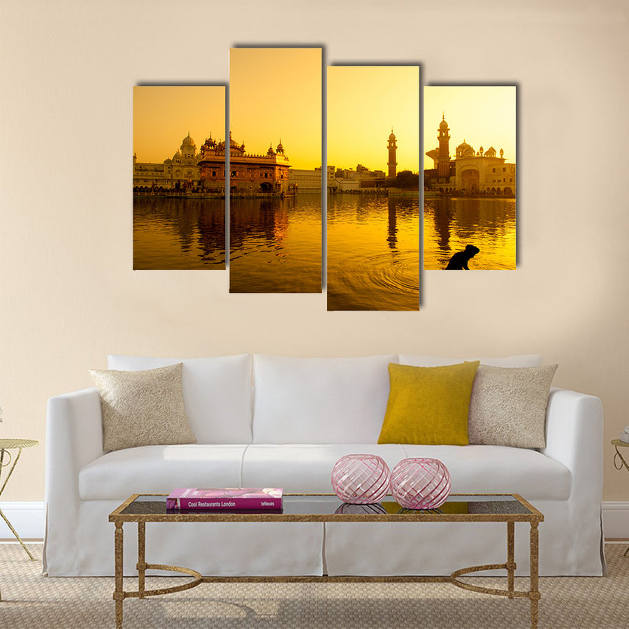 Sunset At Golden Temple In Amritsar in India, Multi Panel Wall Art