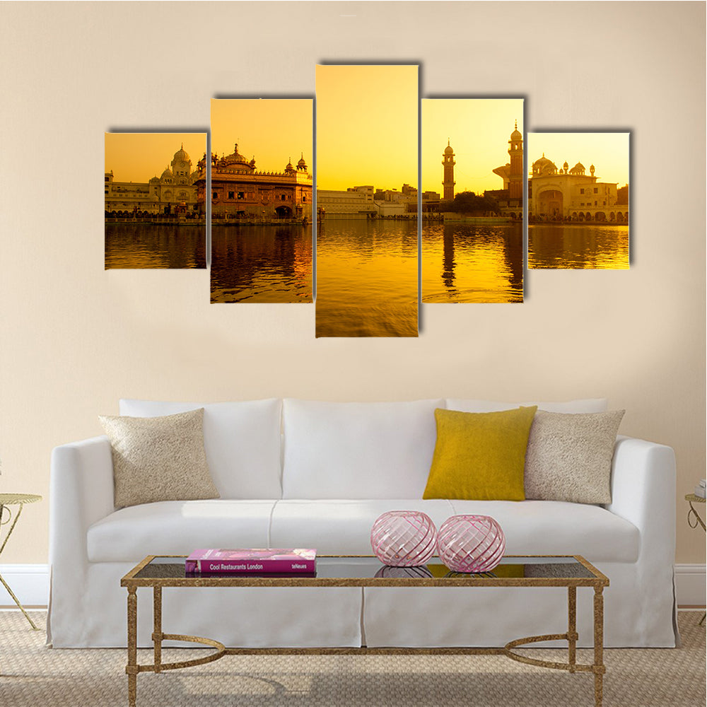 Sunset At Golden Temple In Amritsar in India, Multi Panel Wall Art